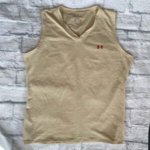 Under armour women L heatgear v-neck sleeveless workout top gold